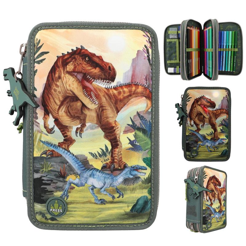 Dino World 3-Fach Federtasche LED Landschaft inkl. Stifte