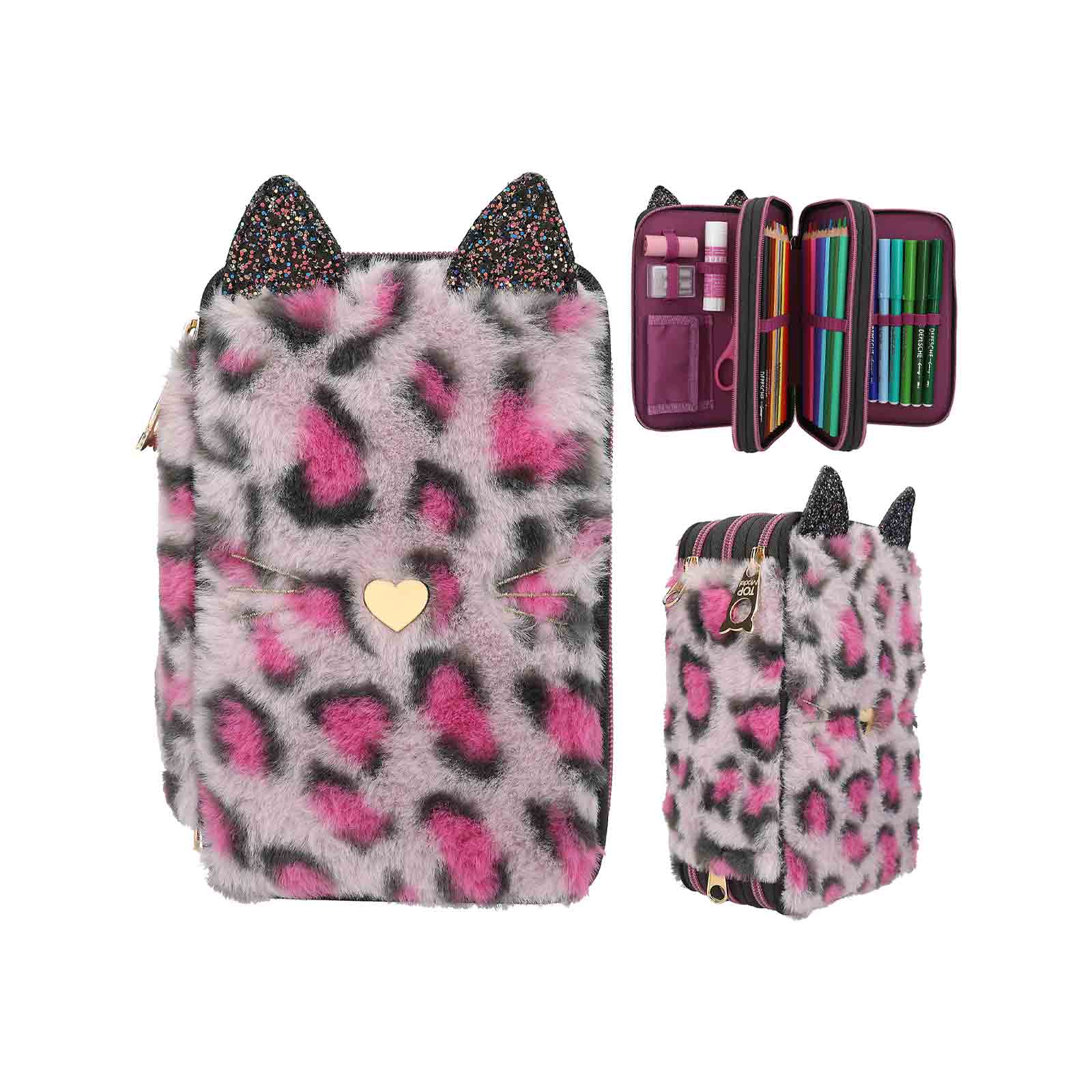 TOPModel 3-Fach Federtasche Leo Fell REBEL KITTY