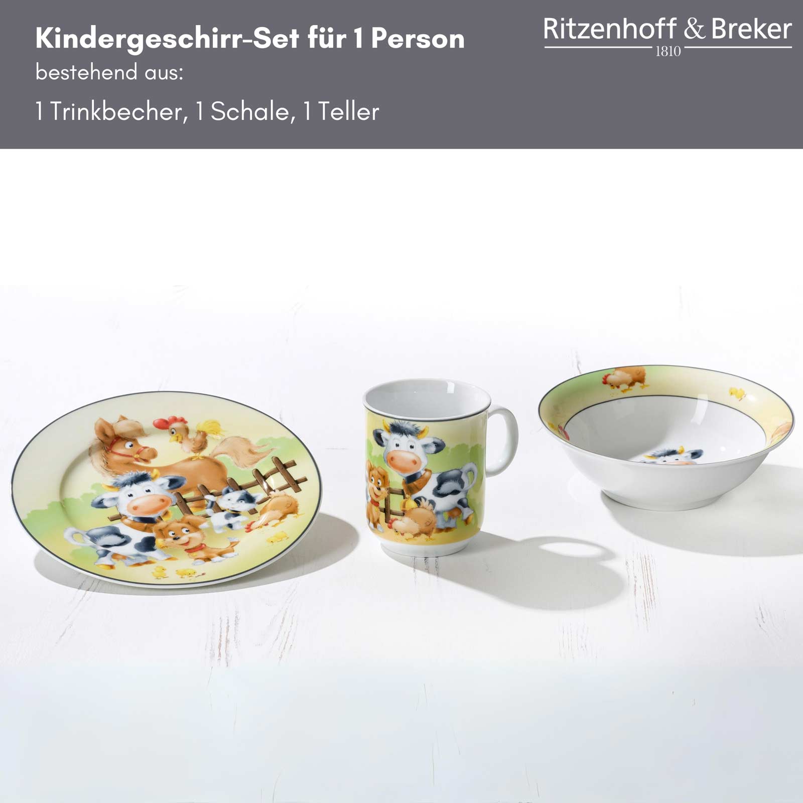 Ritzenhoff & Breker HOFTIERE Kindergeschirr Set 3-teilig