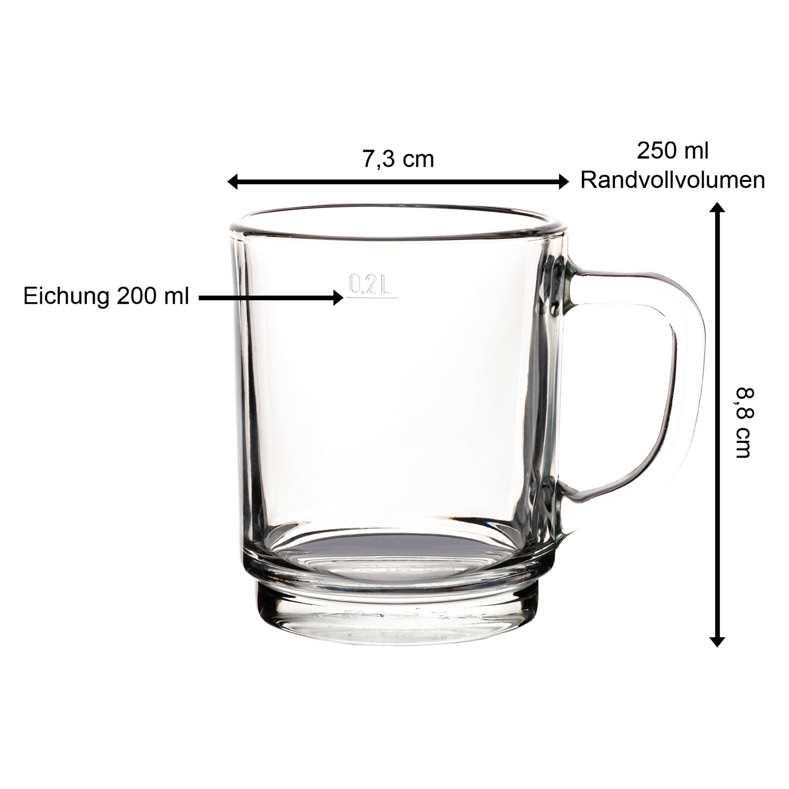 Glastasse mit Gravur - Schneekugel - 6 Stück