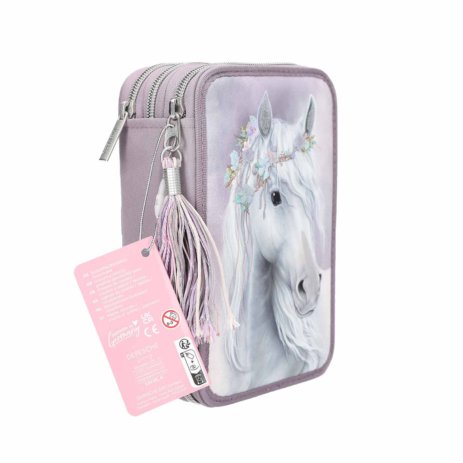 Miss Melody 3-Fach Federtasche FANTASY HORSE inkl. Stifte