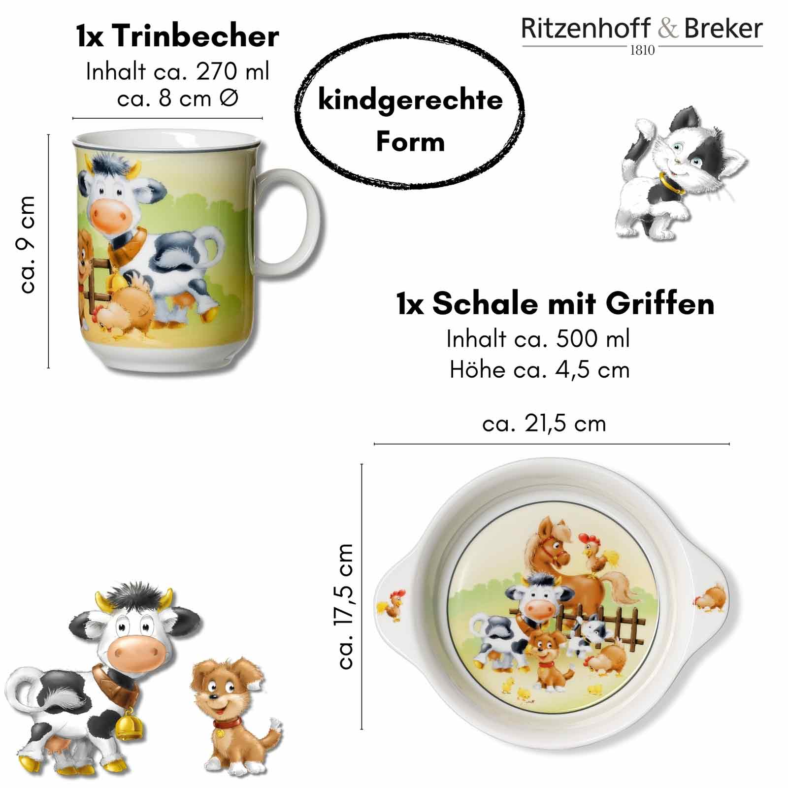 Ritzenhoff & Breker HOFTIERE Kindergeschirr Set 2-teilig