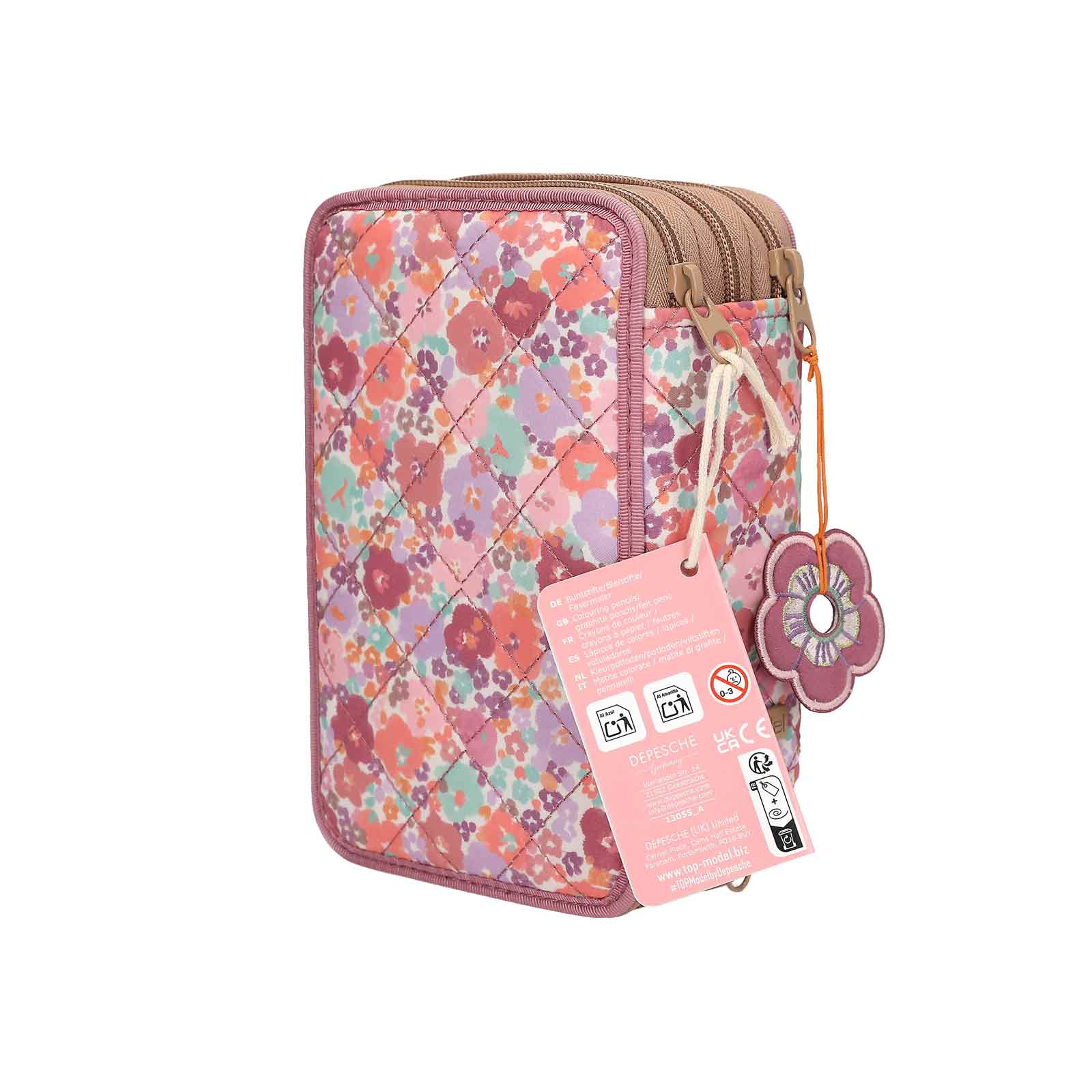 TOPModel 3-Fach Federtasche FLORAL inkl. Stifte