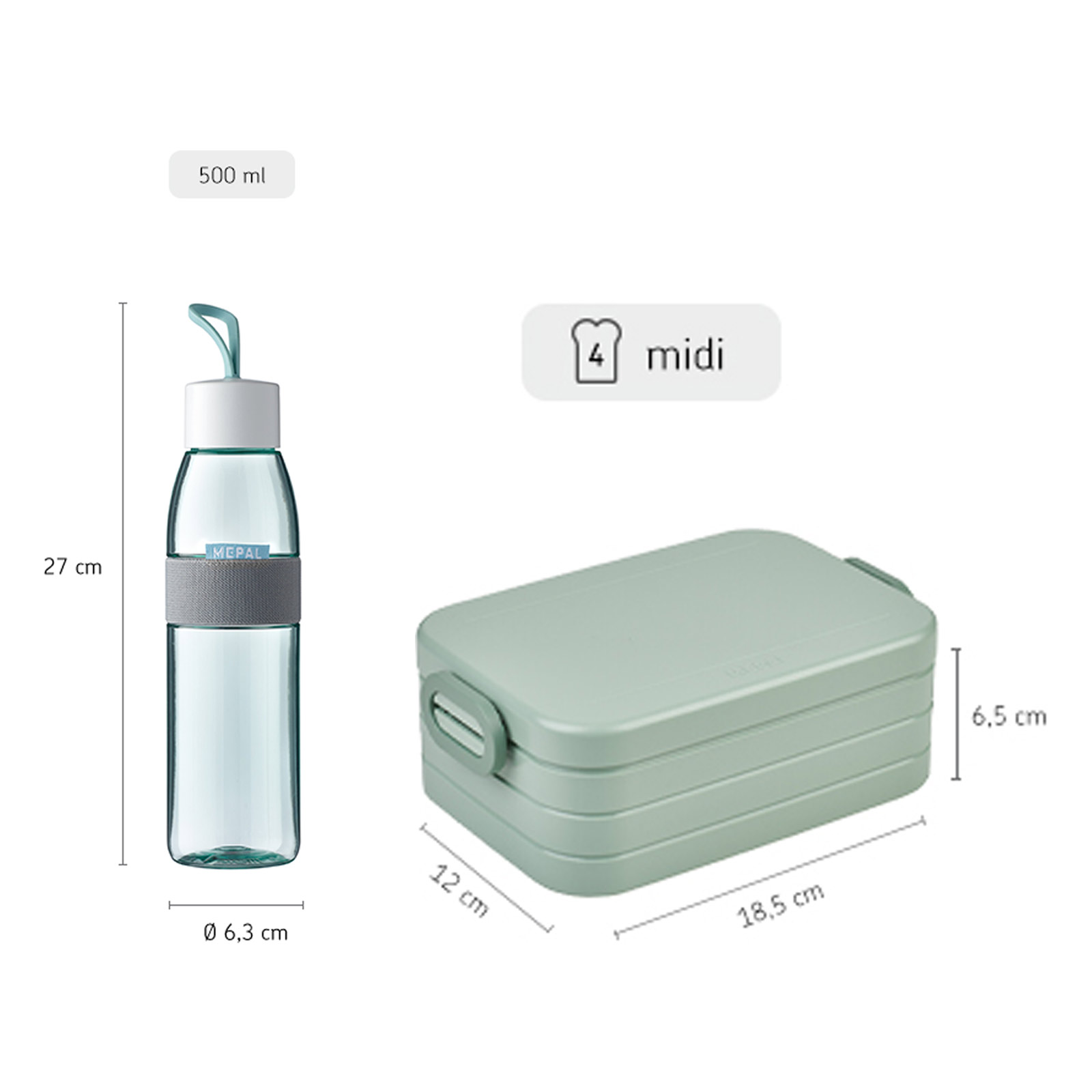 Mepal Ellipse + TAB Lunchset Small Nordic Sage - A 