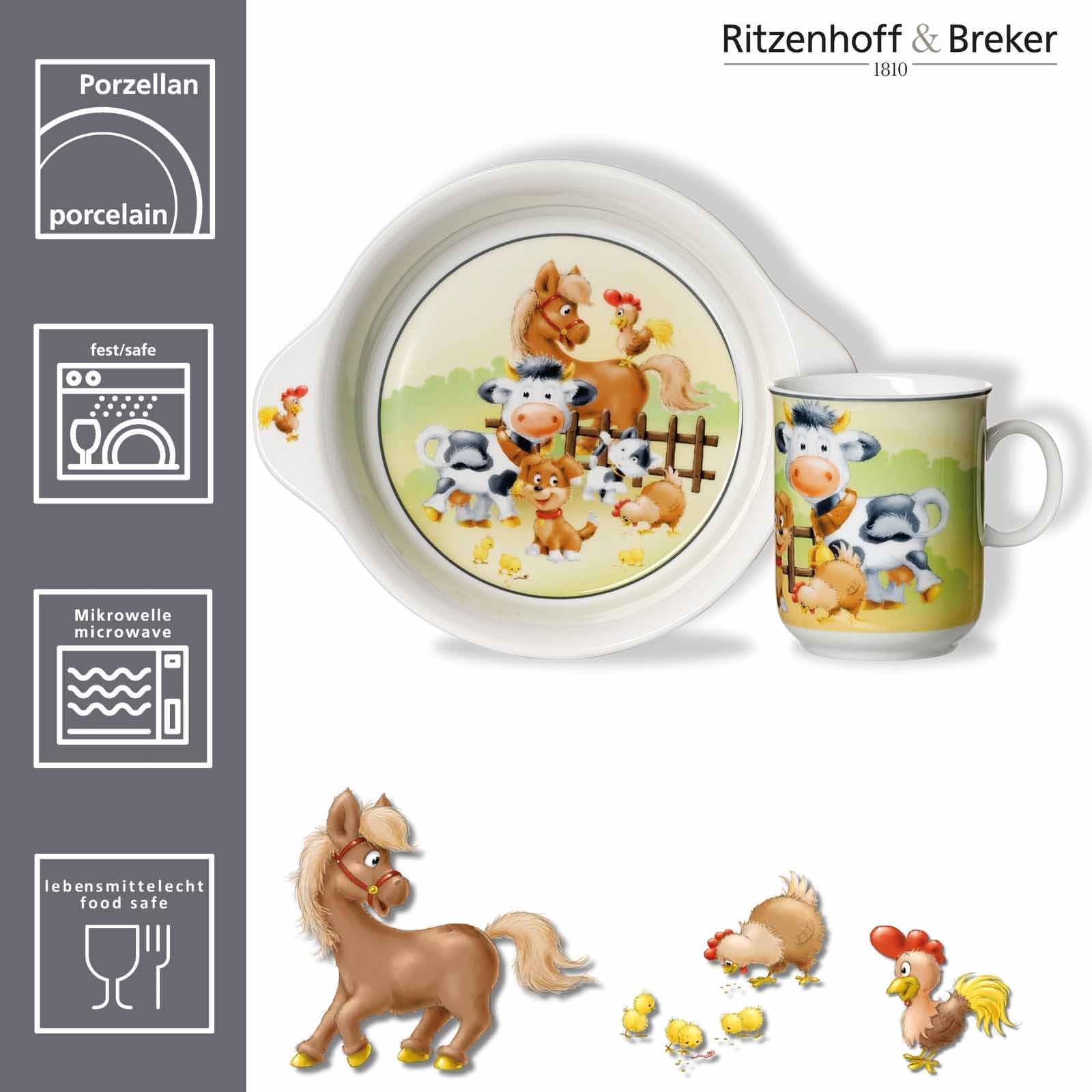 Ritzenhoff & Breker HOFTIERE Kindergeschirr Set 2-teilig