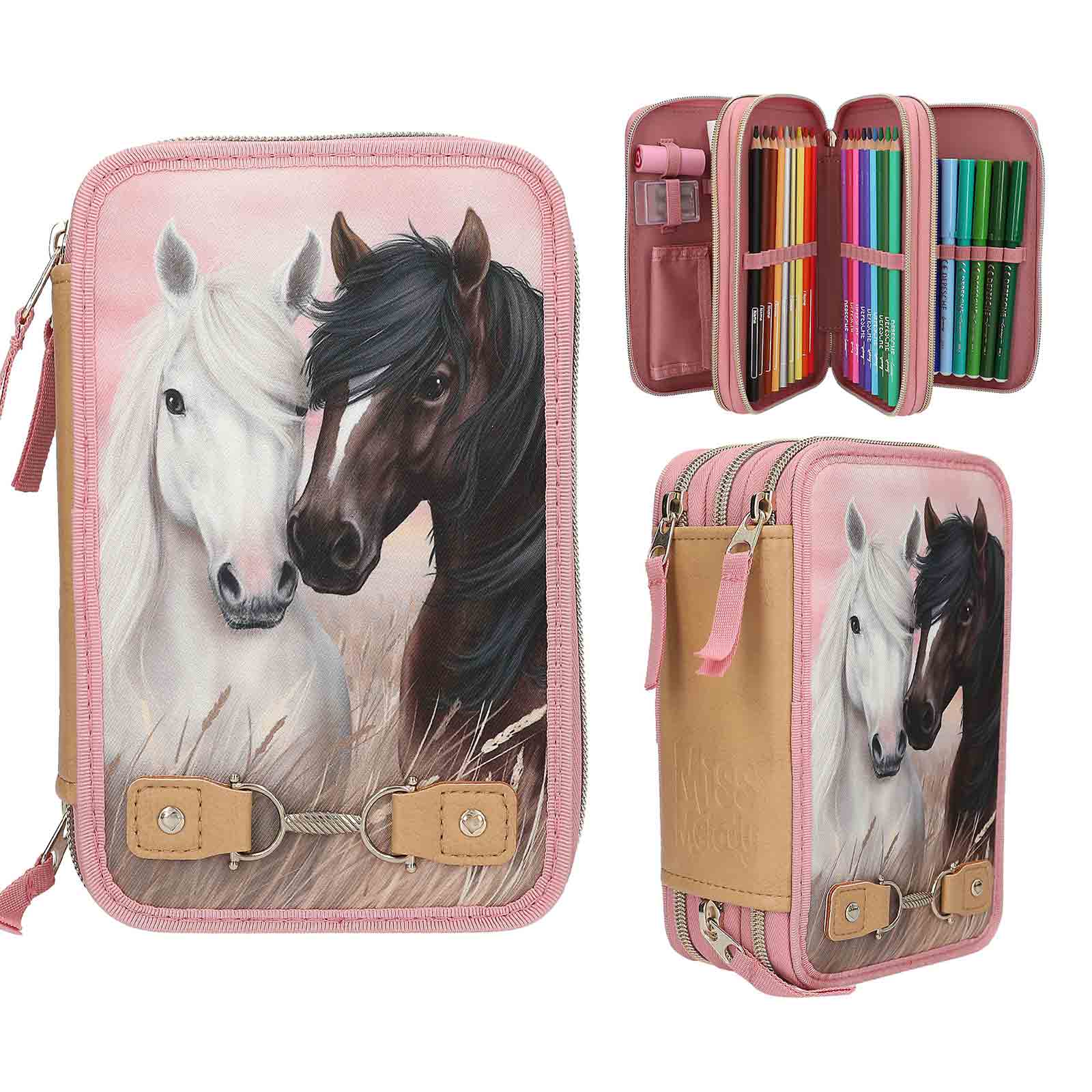 Miss Melody 3-Fach Federtasche DUSTY ROSE inkl. Stifte