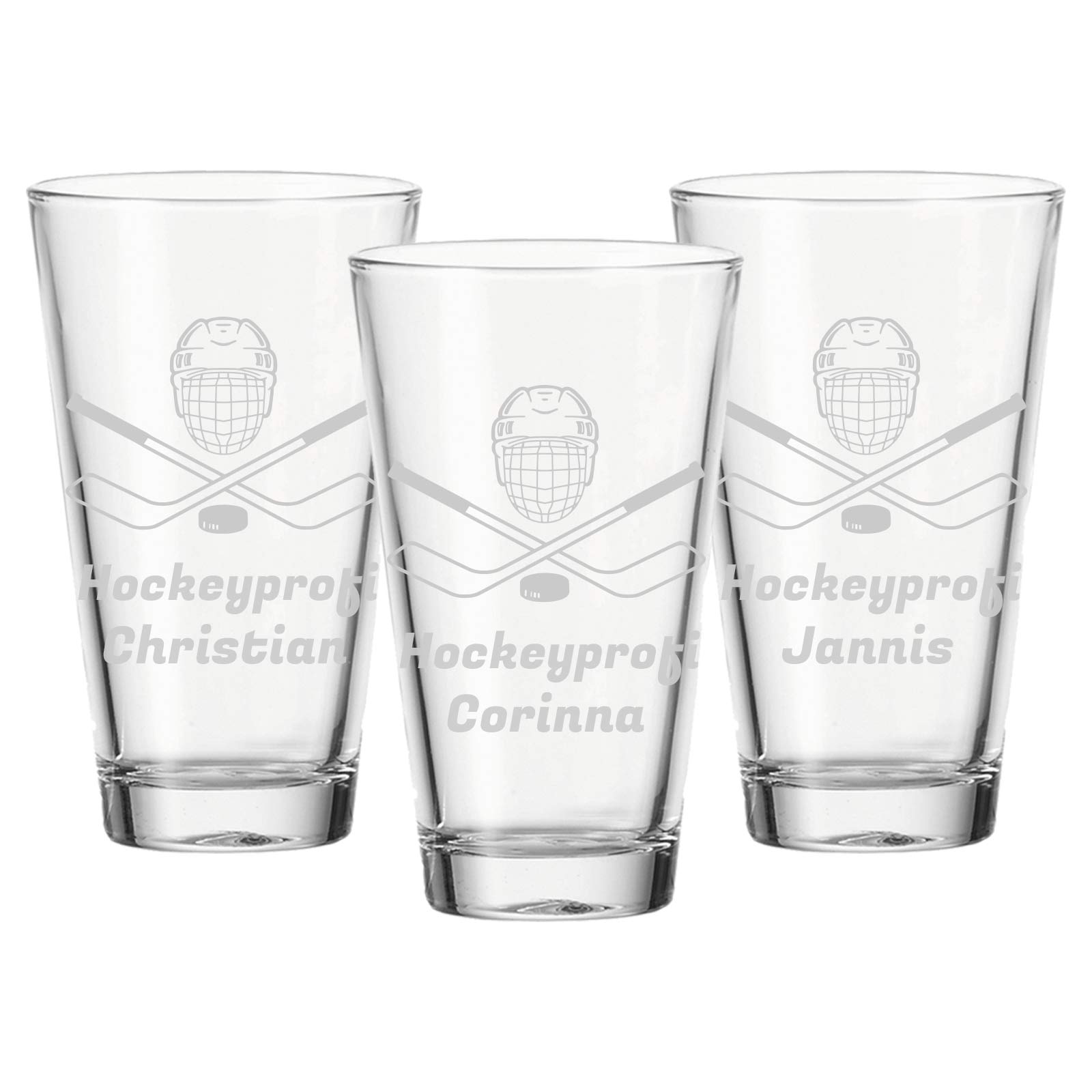 Kinderbecher mit Gravur 300 ml Eishockey Helm mit Schläger 3er Set