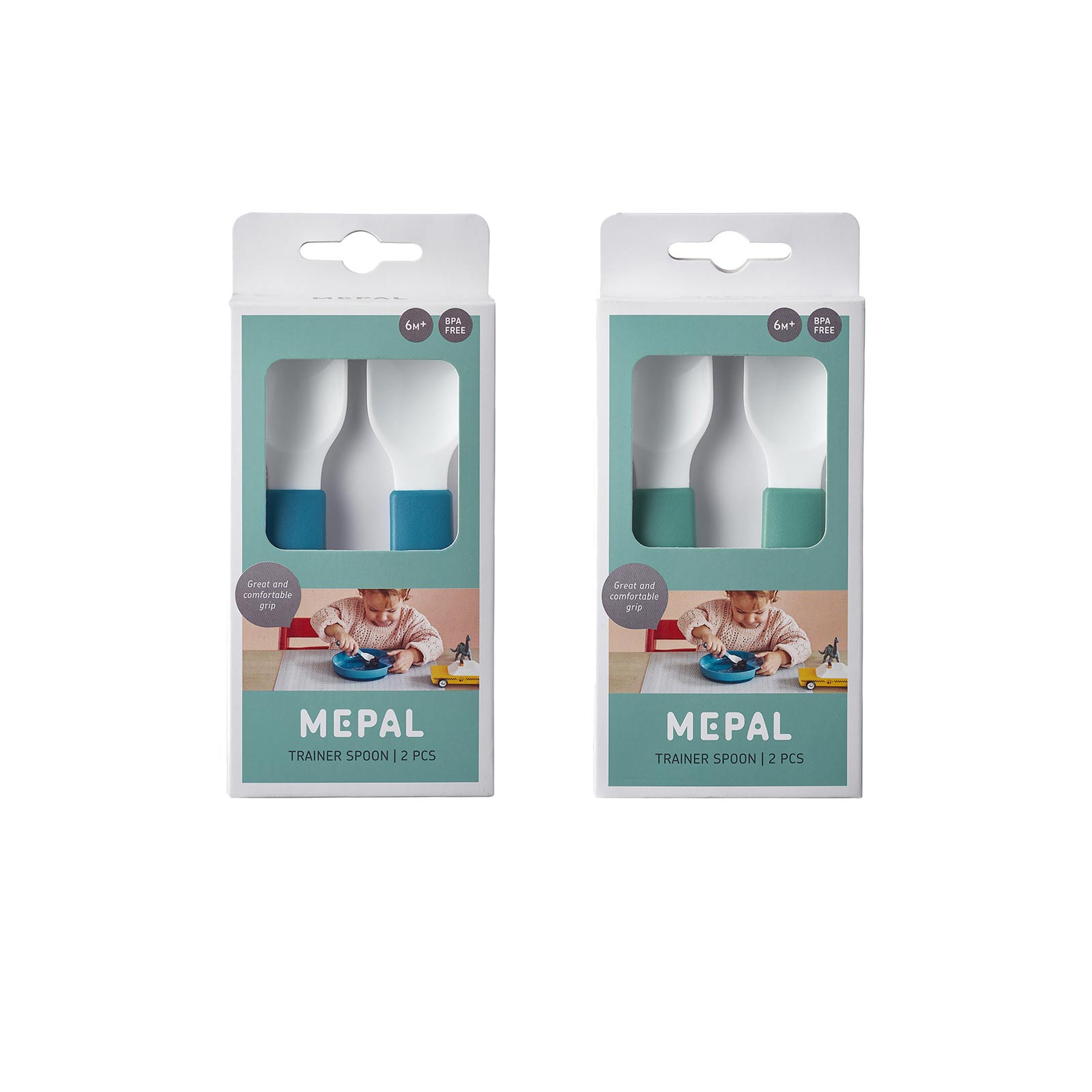 Mepal MIO 2x 2er Set Lernlöffel deep turquoise & deep blue - A 