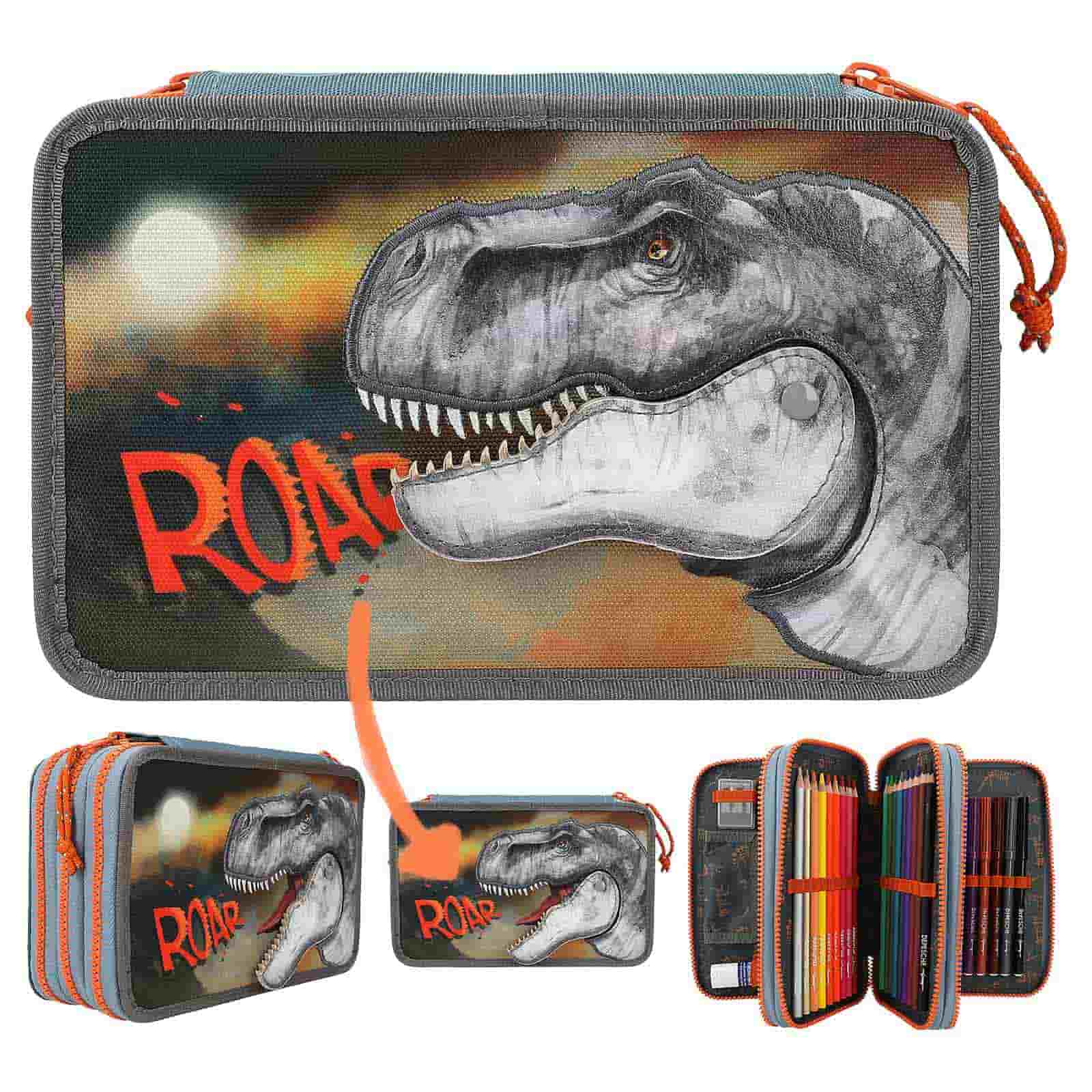 Dino World 3-Fach Federtasche ROAR inkl. Stifte