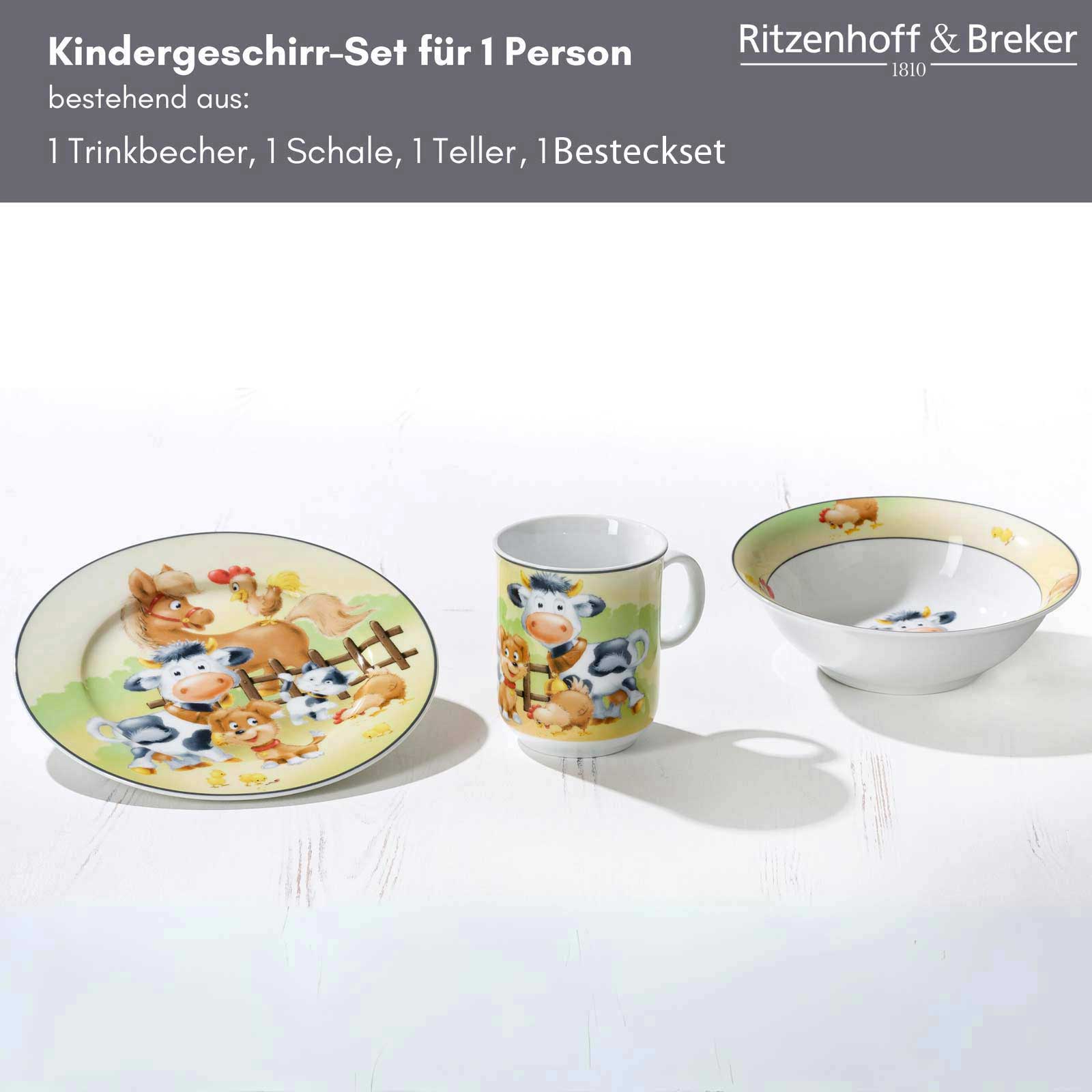 Ritzenhoff & Breker HOFTIERE Kindergeschirr mit Besteck