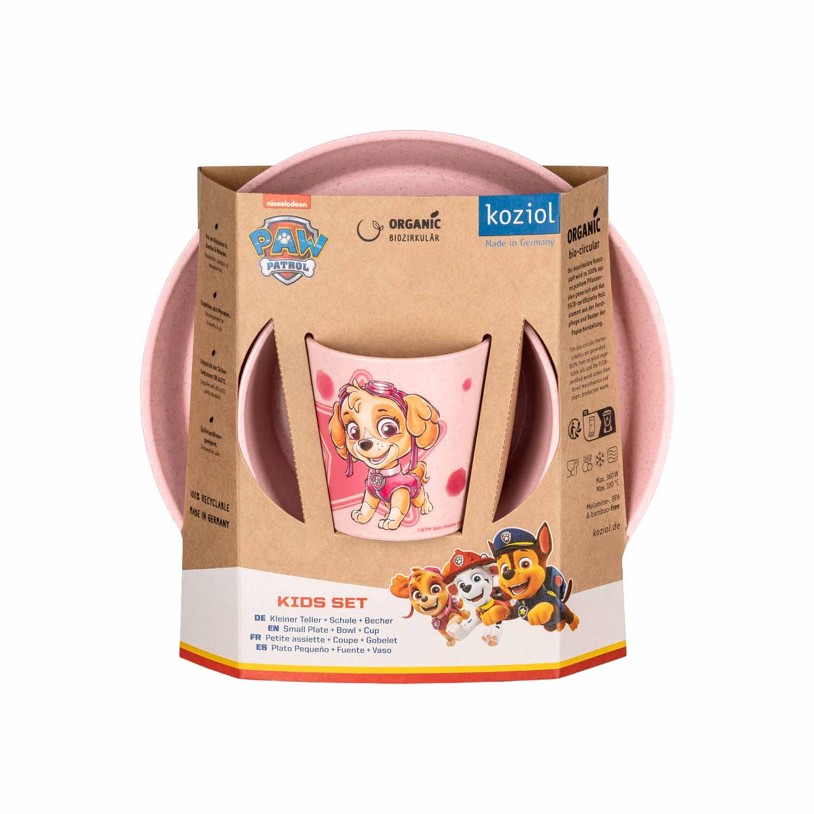 Koziol CONNECT Kindergeschirrset 3-teilig Paw Patrol organic pink - A 