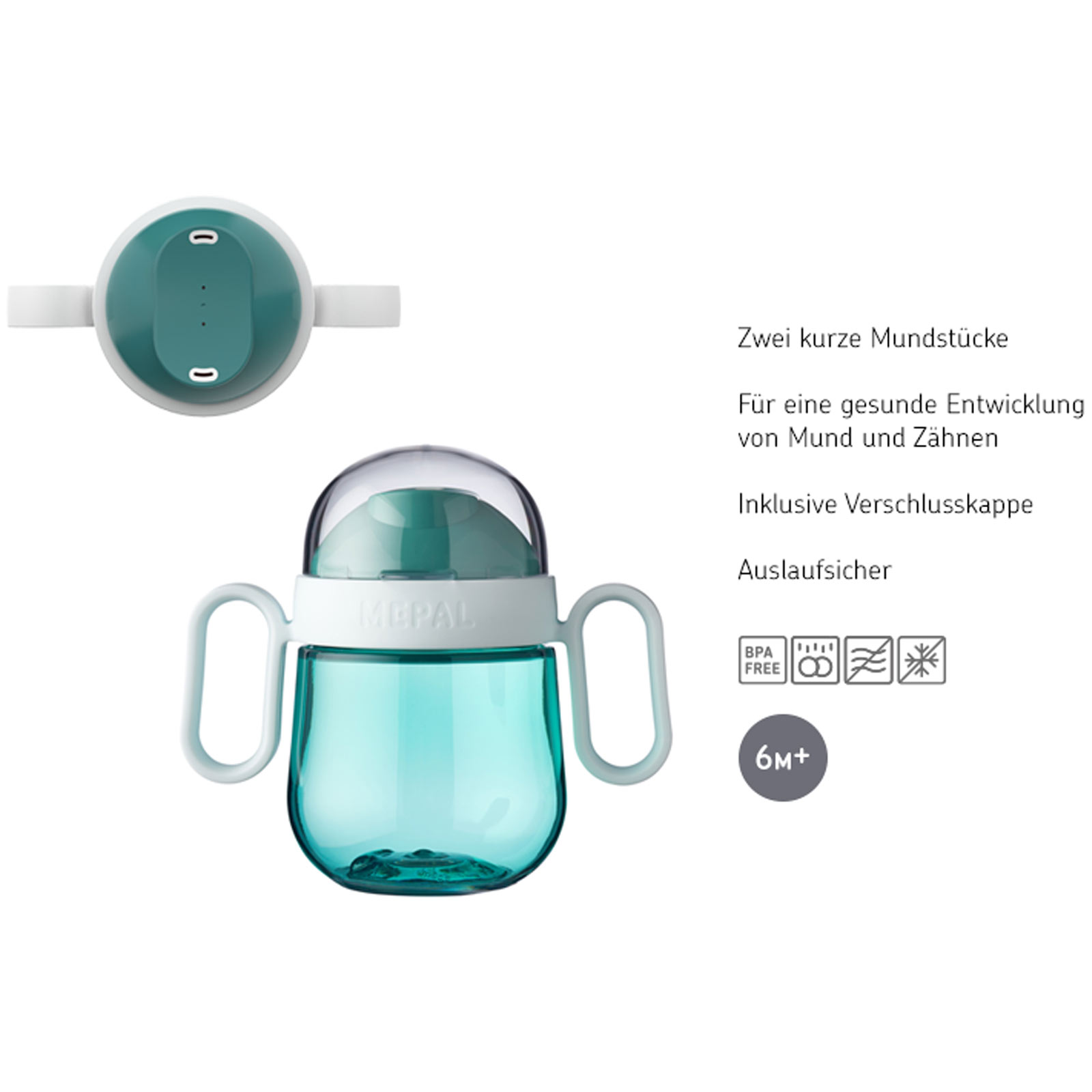 Mepal MIO Antitropf-Trinklernbecher 2.0 200 ml deep turquoise