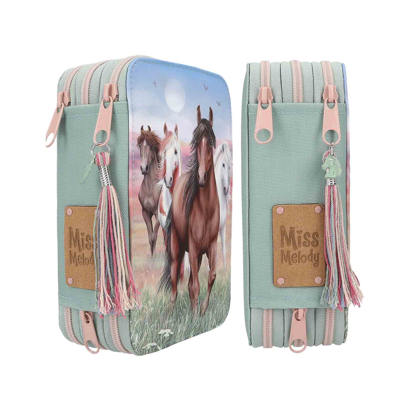 Miss Melody 3-Fach Federtasche HOOF CLATTER inkl. Stifte