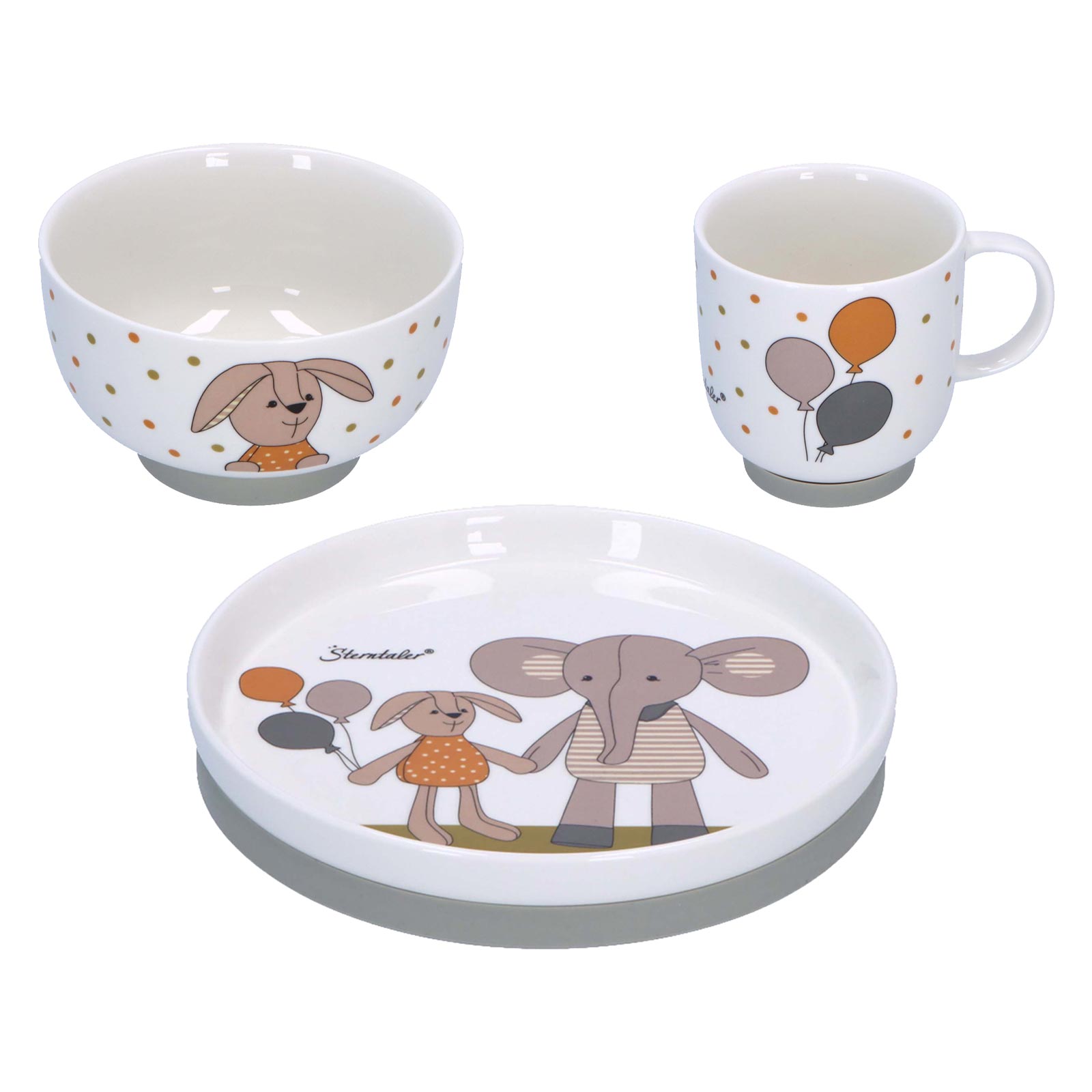 Sterntaler Kinder Porzellan-Geschirr-Set 3-tlg. Eddy & Happy - A 