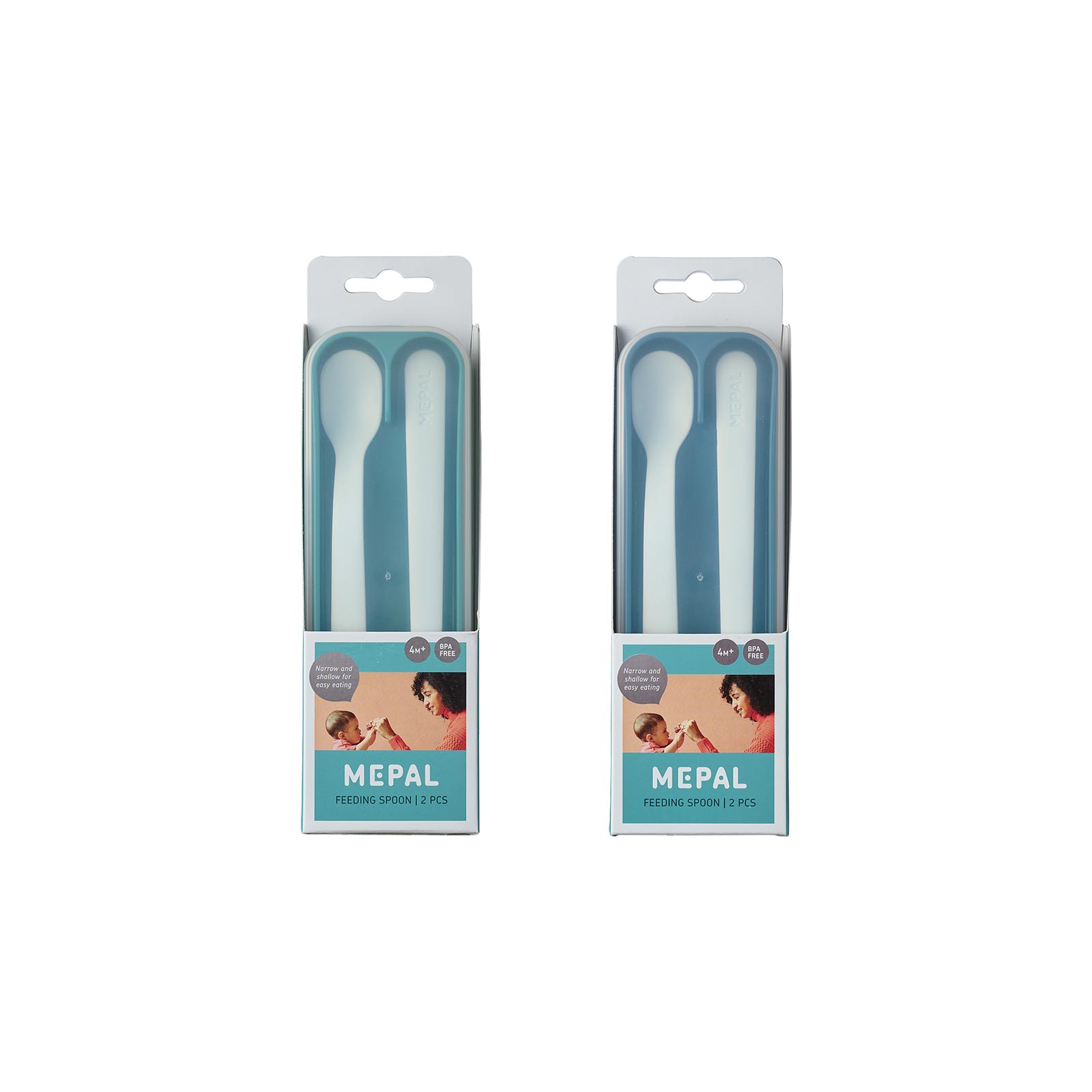 Mepal MIO Baby Fütterlöffel 2x 2er Set deep turquoise & deep blue - A 