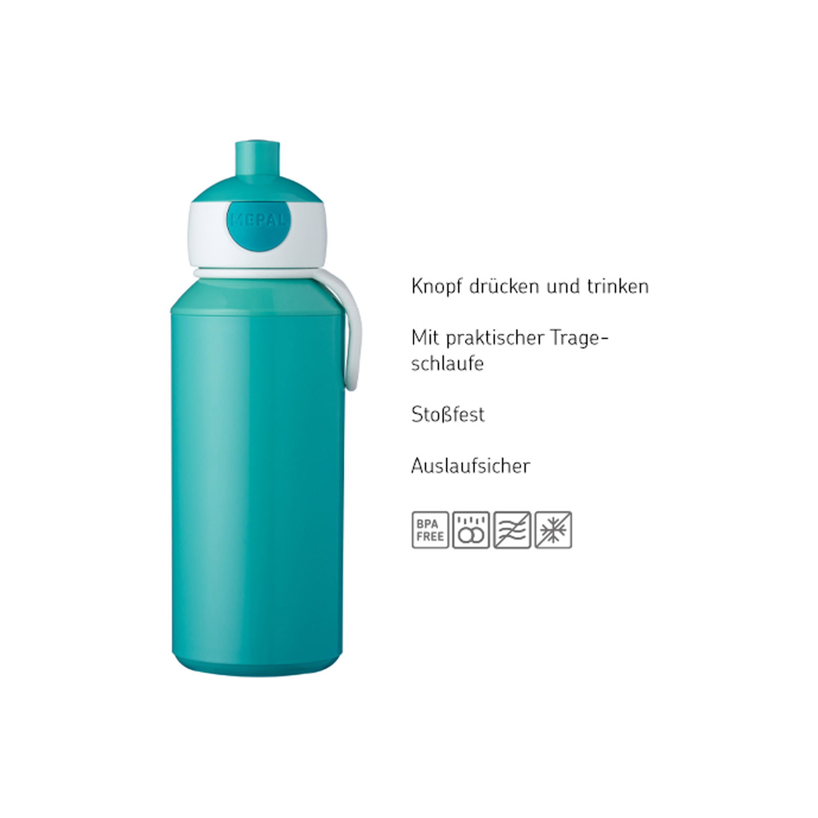 Mepal CAMPUS Pop-up Trinkflasche Set mit Flip-Up Ersatzdeckel blau