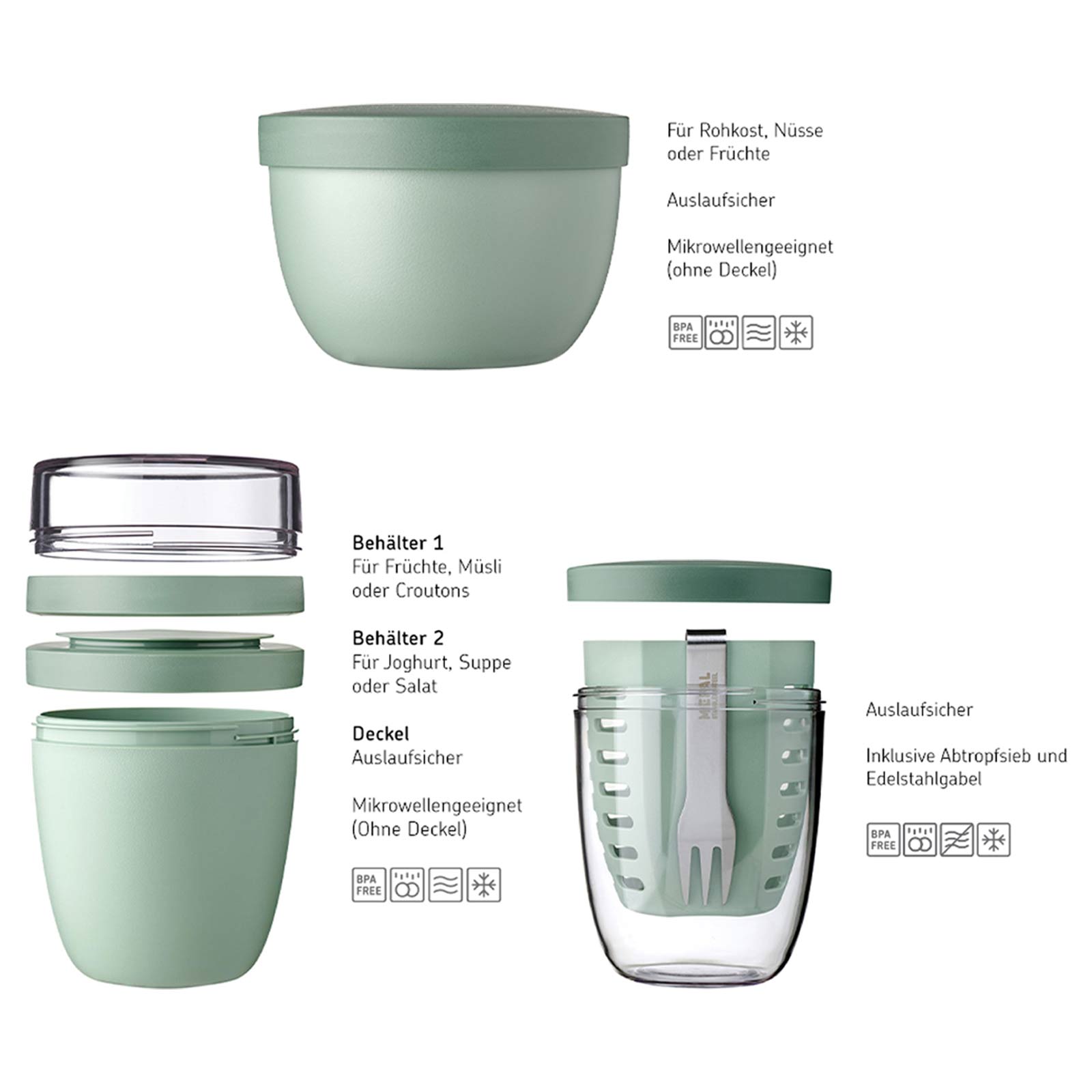 Mepal ELLIPSE Pot-Set 3-teilig Nordic Sage