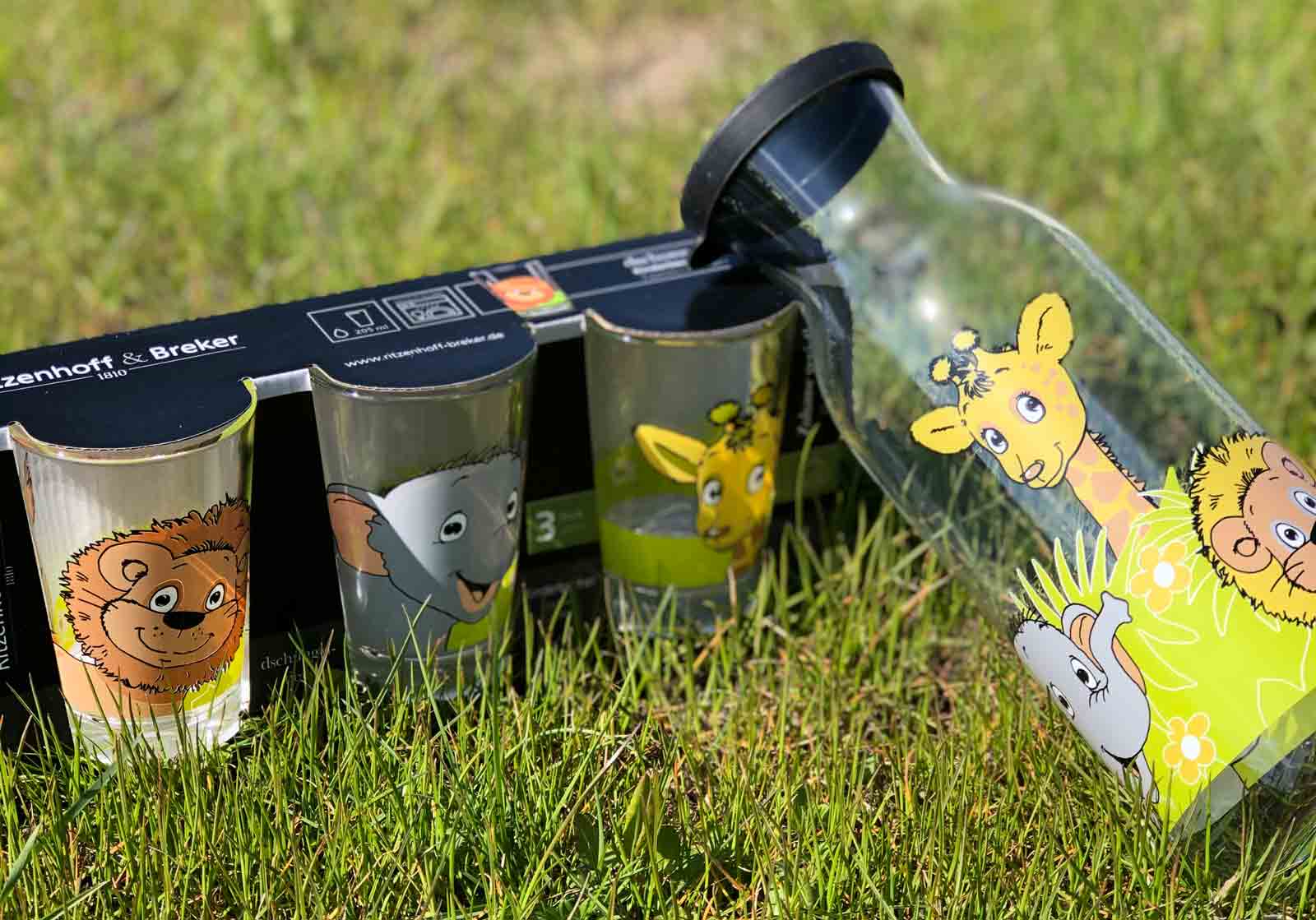 Ritzenhoff & Breker DSCHUNGELTIERE Kinderset Gläser + Karaffe 4-teilig