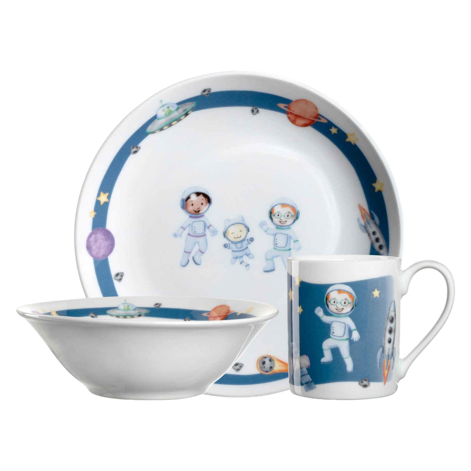 Leonardo BAMBINI Avventura Kindergeschirr Set 3-teilig Weltall - A 