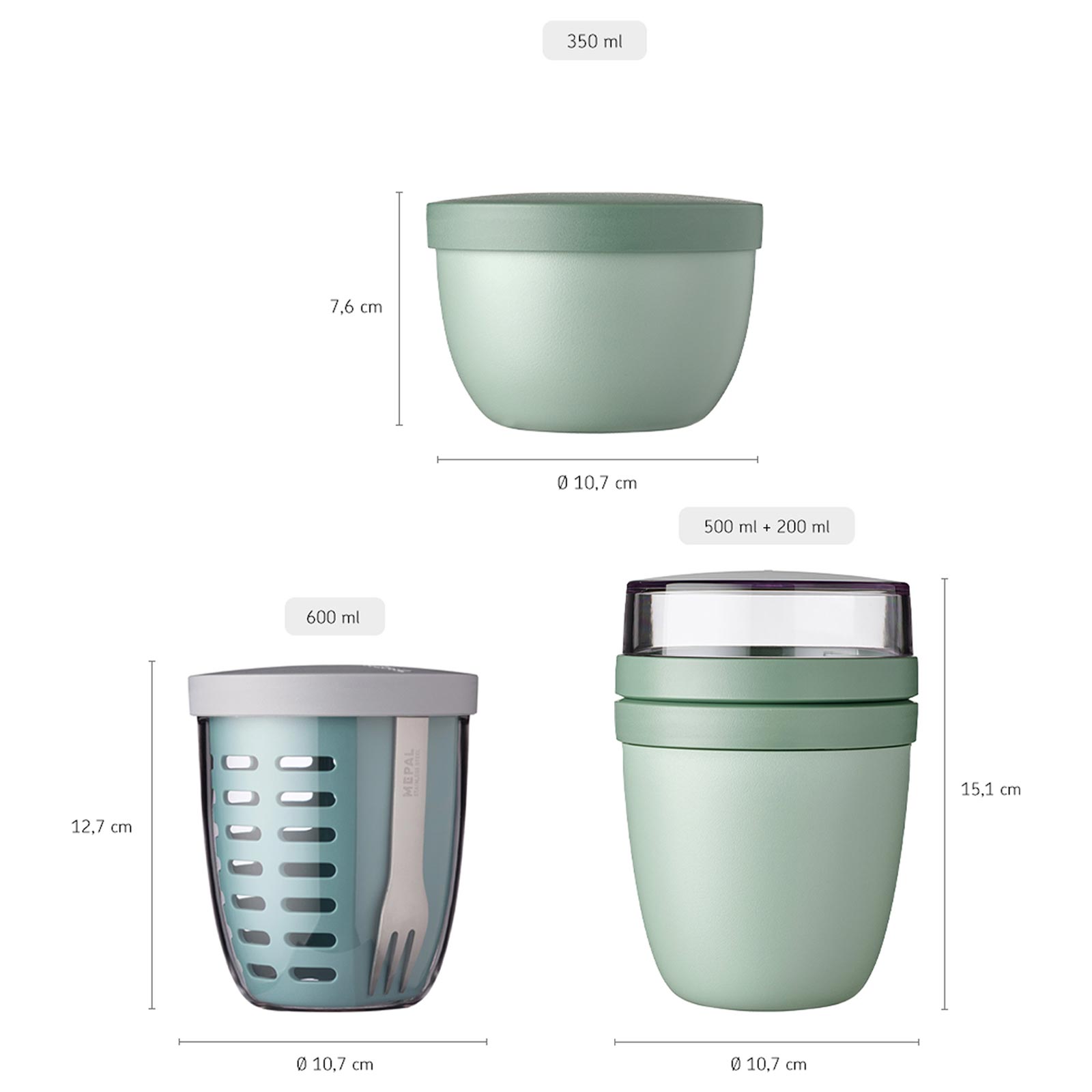 Mepal ELLIPSE Pot-Set 3-teilig Nordic Sage